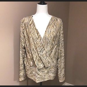 H&M Faux Wrap Animal Print Blouse